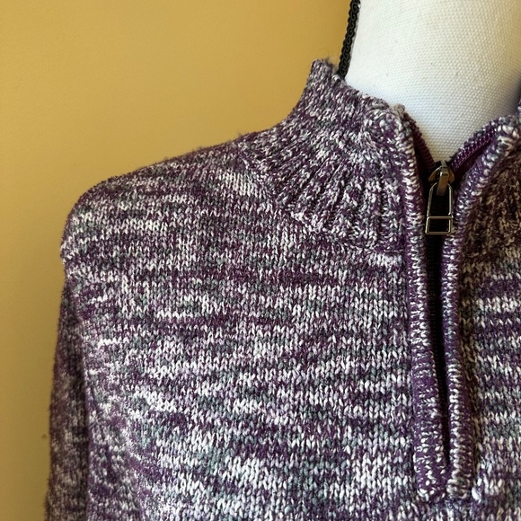 **CROFT & BARROW* Purple Heather Long Sleeve Quarter-Zip Sweater Size Medium - Picture 4 of 7